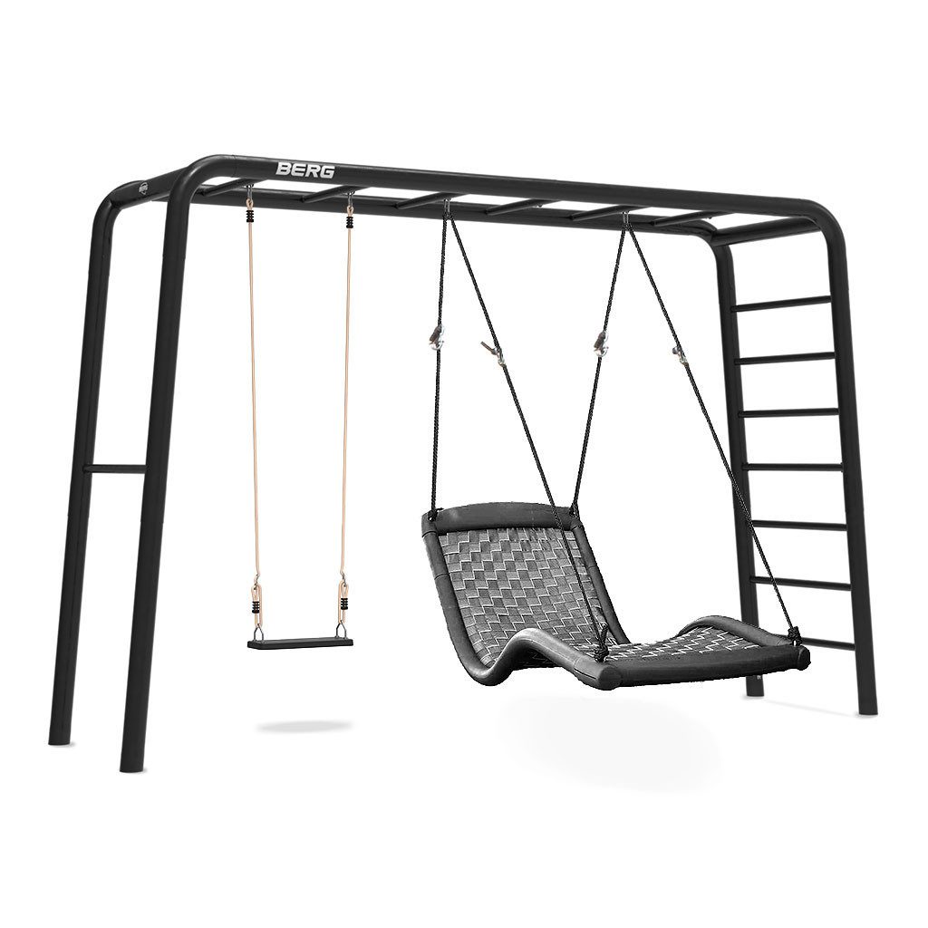 Berg Klettergerüst PlayBase L Relax Schaukelgestell Schwarz & Grün, & Gummischaukel