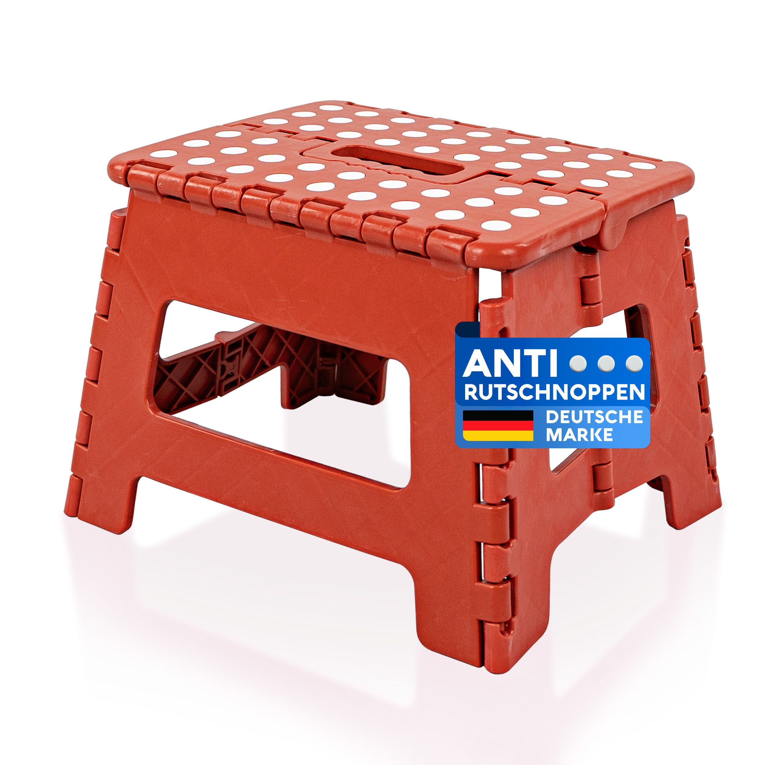 Tritthocker Klapphocker faltbar bis 100kg [Anti-RUTSCHNOPPEN] - Hocker Klappbar