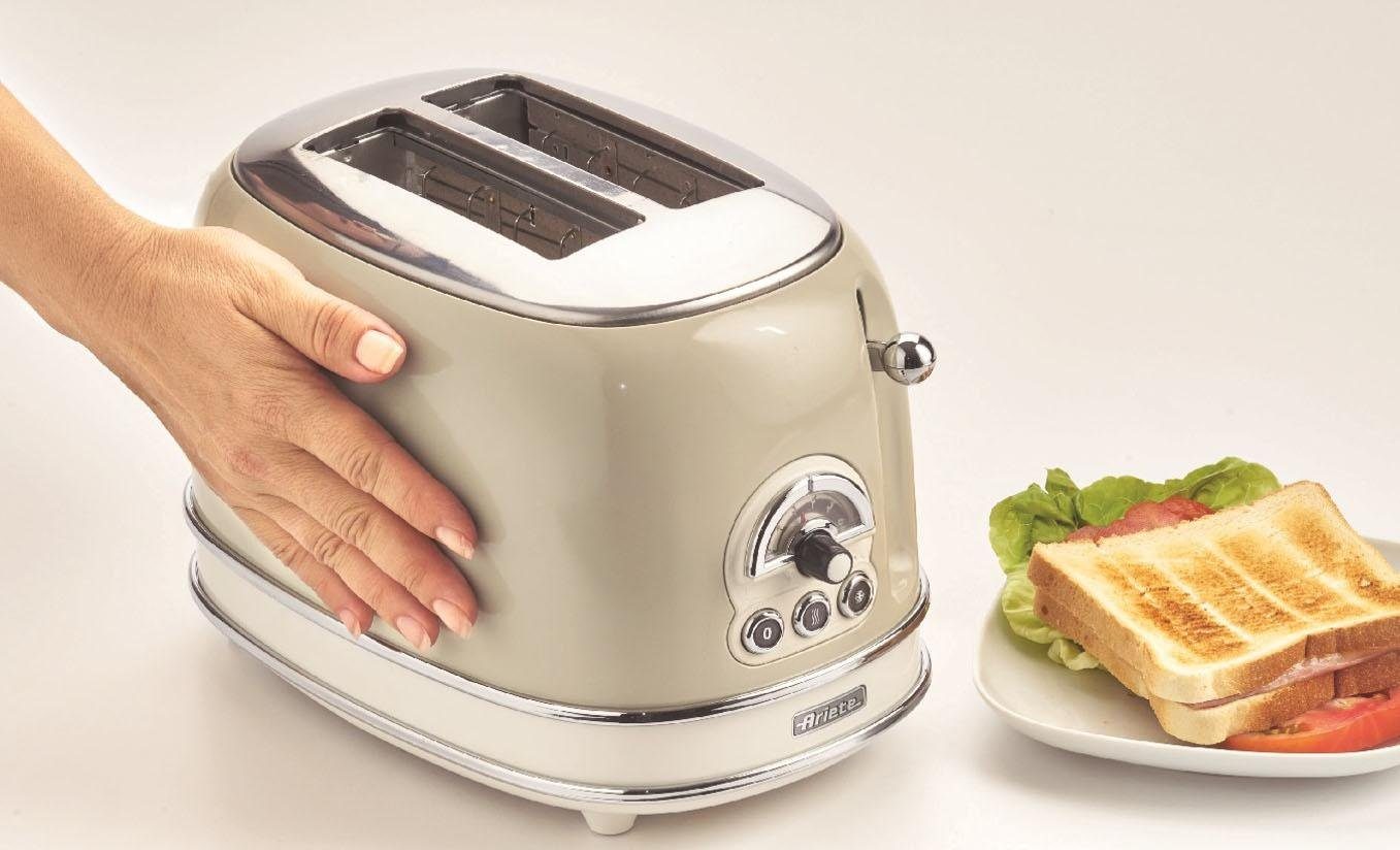 Ariete Toaster Vintage, 2 kurze Schlitze, für 2 Scheiben, 815 W, creme