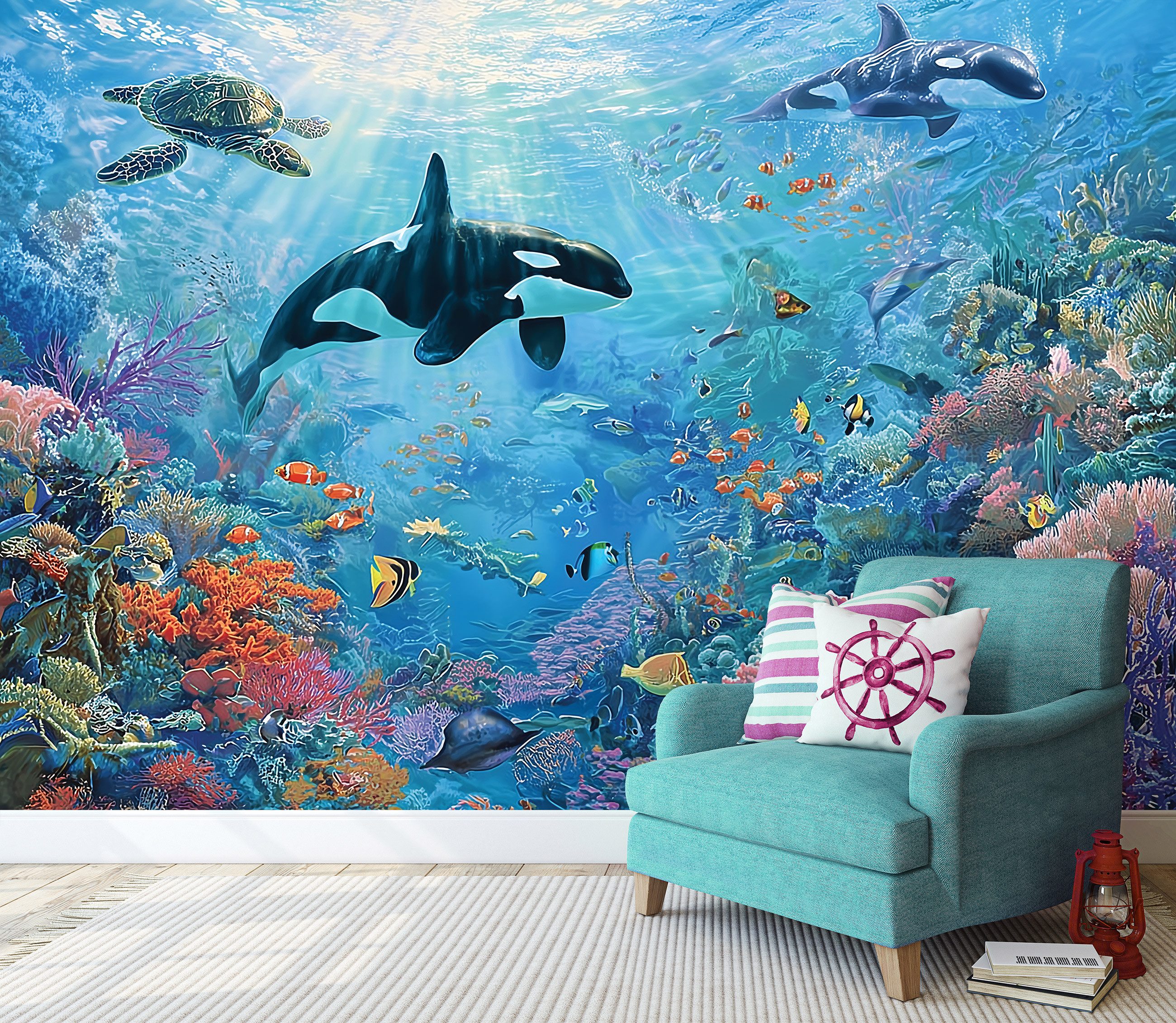 Wallarena Fototapete Ozean Riff Koralle - Mehrfarbig - Modern - Vlies - Schlafzimmer, glatt, (8 St), 400x280cm