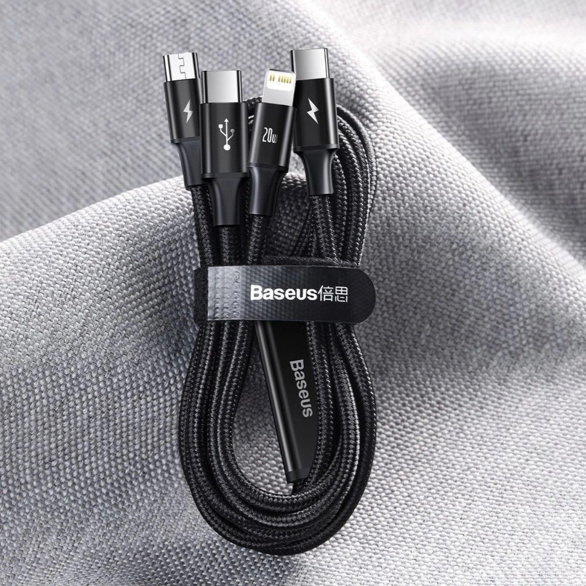 Baseus CAMLT-SC06 USB-Ladegerät (3000 mA, Einzeln, Einzeln, Kompatibel mit iPhone, USB-C & Micro-USB, gleichzeitiges Laden)