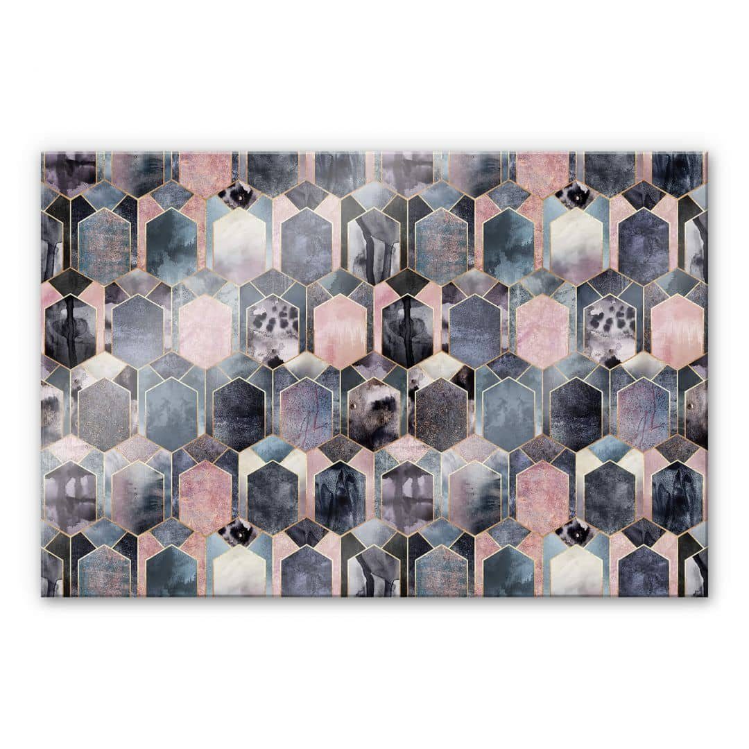 K&L Wall Art Spritzschutz Glas Feng Shui Deko Küchenrückwand abstrakt Rosa Blau