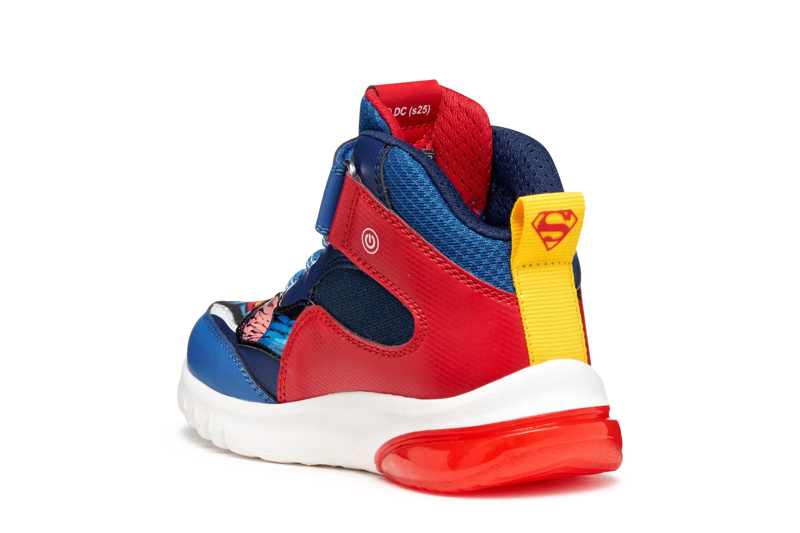 Geox J CIBERDRON BOY Superman Blinkschuh Sneaker Schnürboots, Blinkschuh mit cooler Blinkfunktion