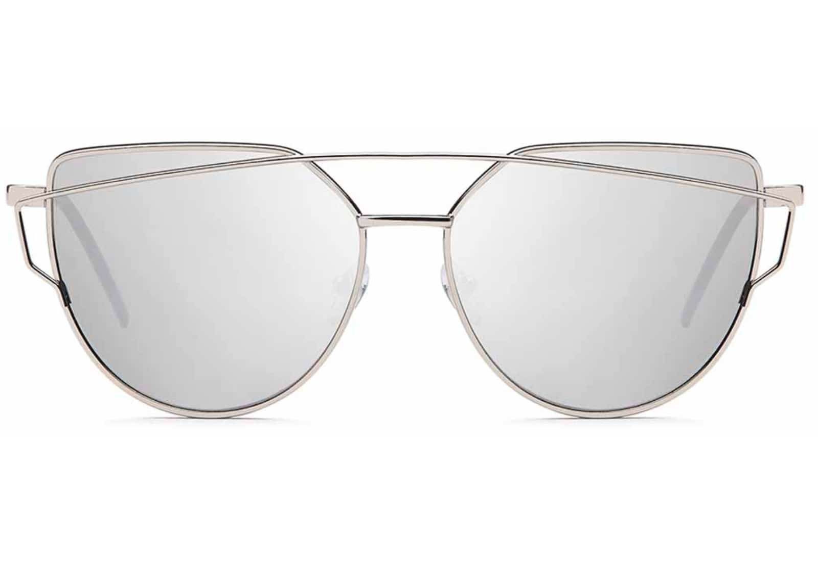 silber-verspiegelt mit Damen BEZLIT Pilotenbrille Designer (1-St) rosa-grün, Eyewear Rundglas silber-hellblau Sonnenbrille und schwarzen,