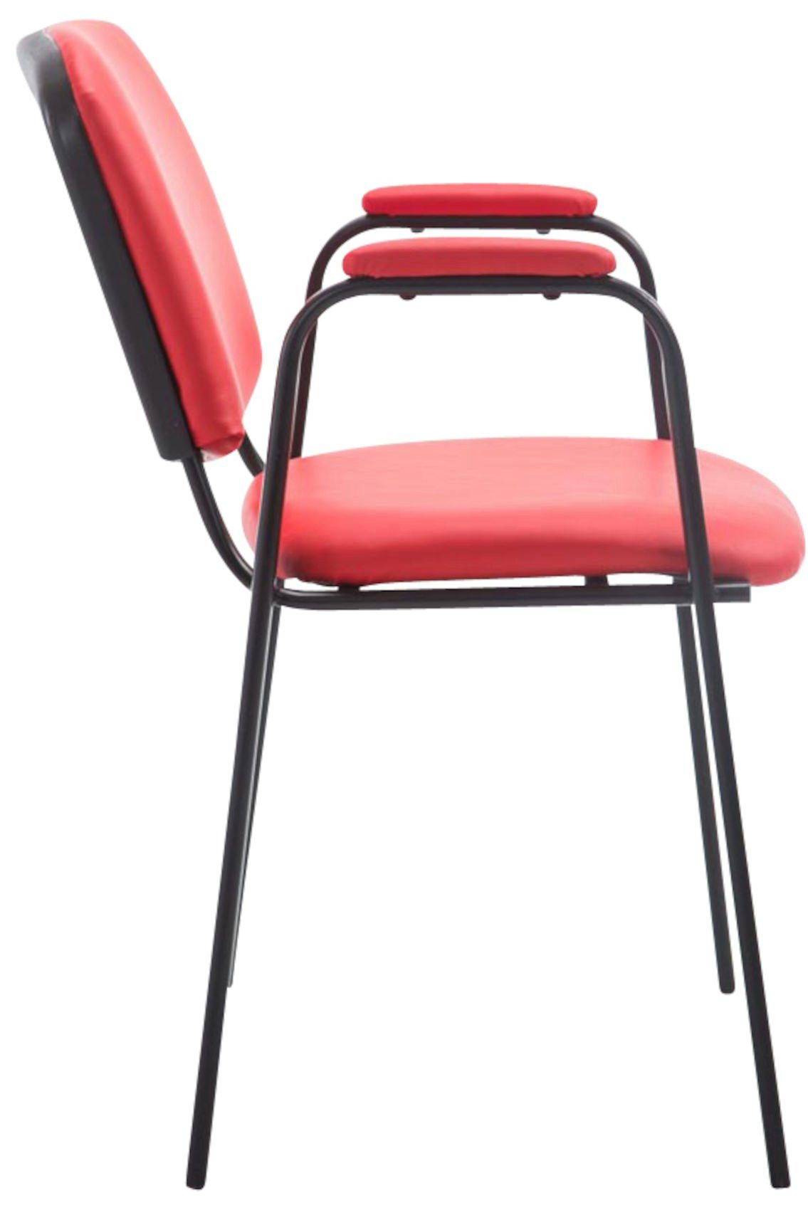 Besucherstuhl rot mit Ken Kunstleder Set), Armlehnen CLP PRO (4er