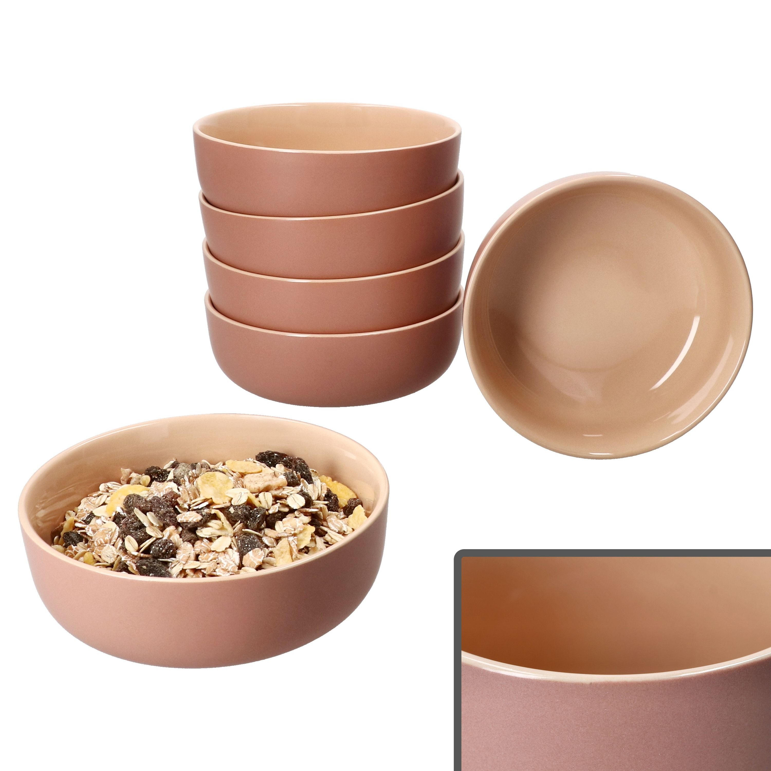 Ritzenhoff & Breker Müslischale Ritzenhoff 6x Jasper Schale Ø14,5cm Puder 360ml Steingut 6 Pers., Steingut
