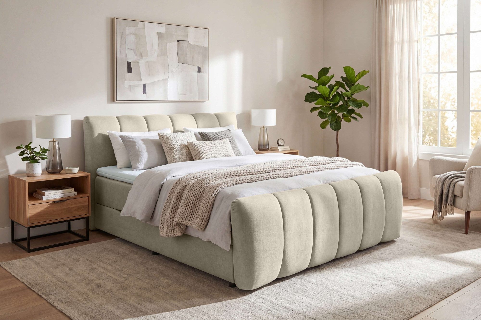 OTTO home Boxbett DORA, Doppelbett inkl. Bettkasten, Federkernbett, Breiten: 160, 180 cm, Boxbett: 5-Z-Taschenfederkern im Unterbau, Härtegrad 3, inkl. Topper