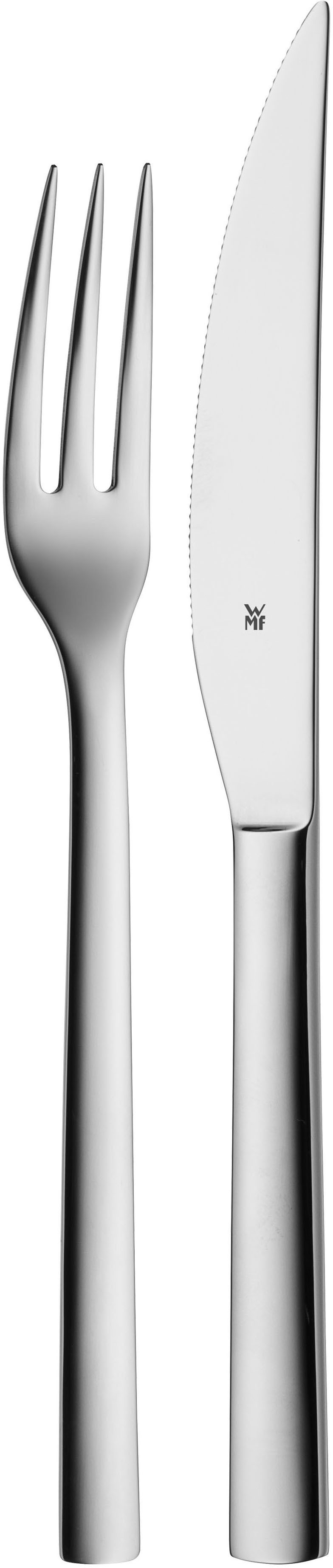 WMF Steakbesteck Nuova (2-tlg), 1 Personen, Cromargan® Edelstahl Rostfrei 18/10, 2-tlg., Wellenschliff, Cromargan Edelstahl, Geschenkverpackung