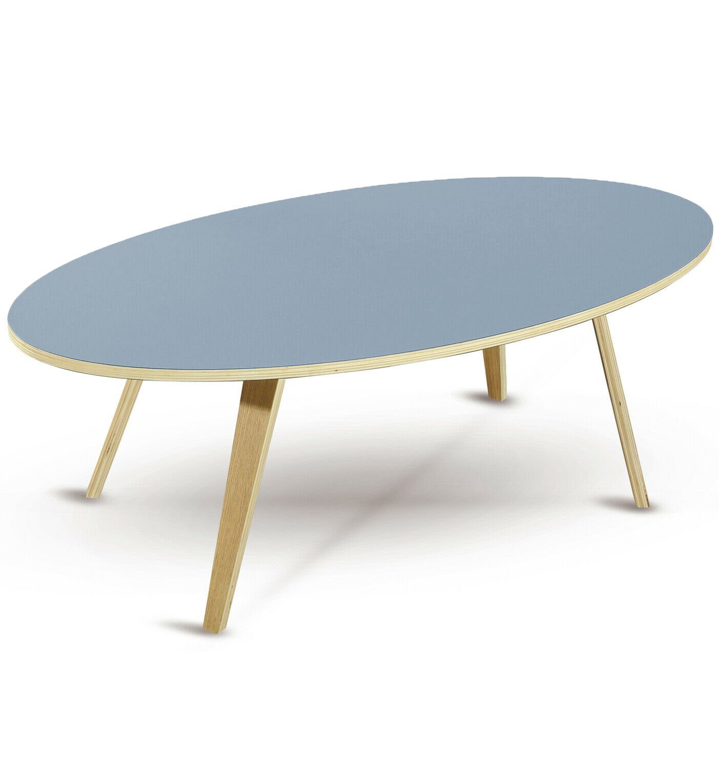 dasmöbelwerk Couchtisch ARVIKA Beistelltisch oval 120cm Couchtisch Tisch Blau Skandinavisch