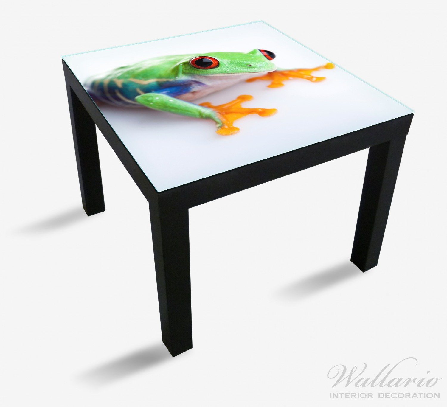 Wallario Tischplatte geeignet Lack grün Frosch in für Tisch Ikea orange und Lustiger St), (1