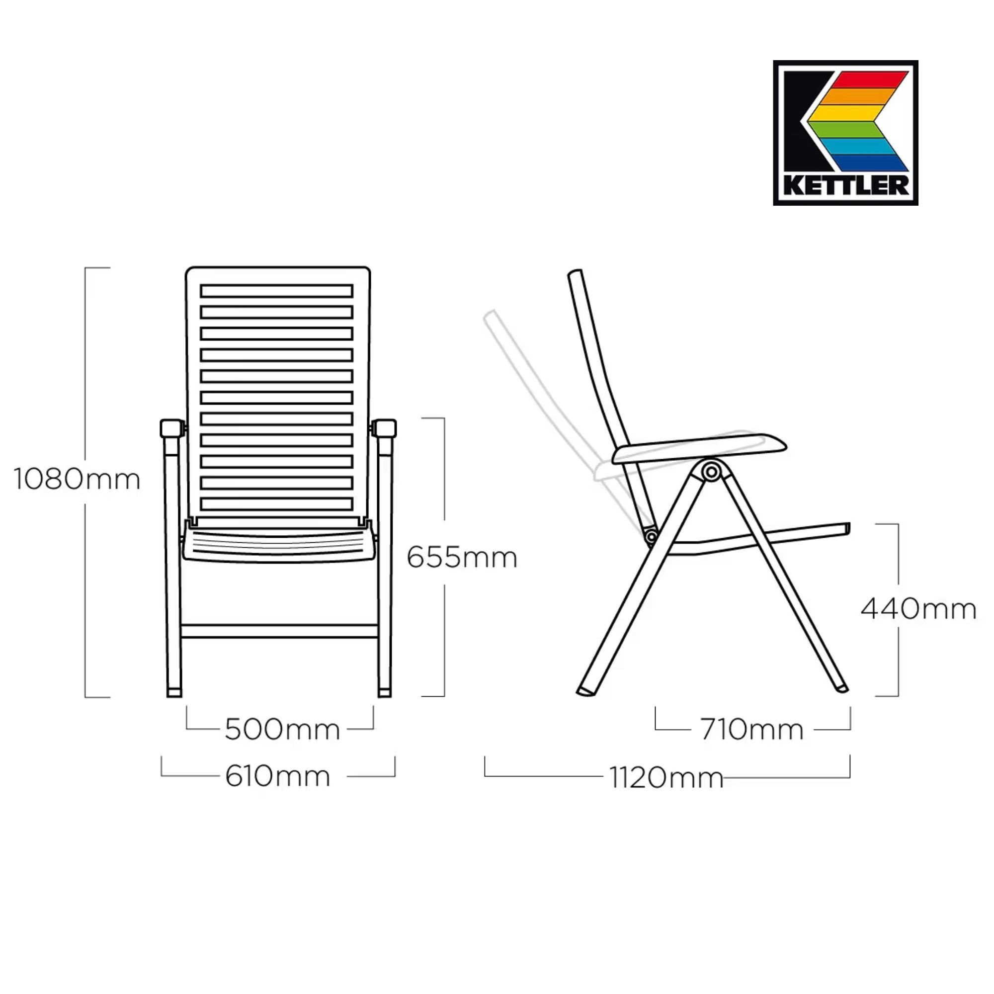 KETTLER Klappstuhl Kettler Multipositionssessel WAVE Klappsessel Grau Anthrazit