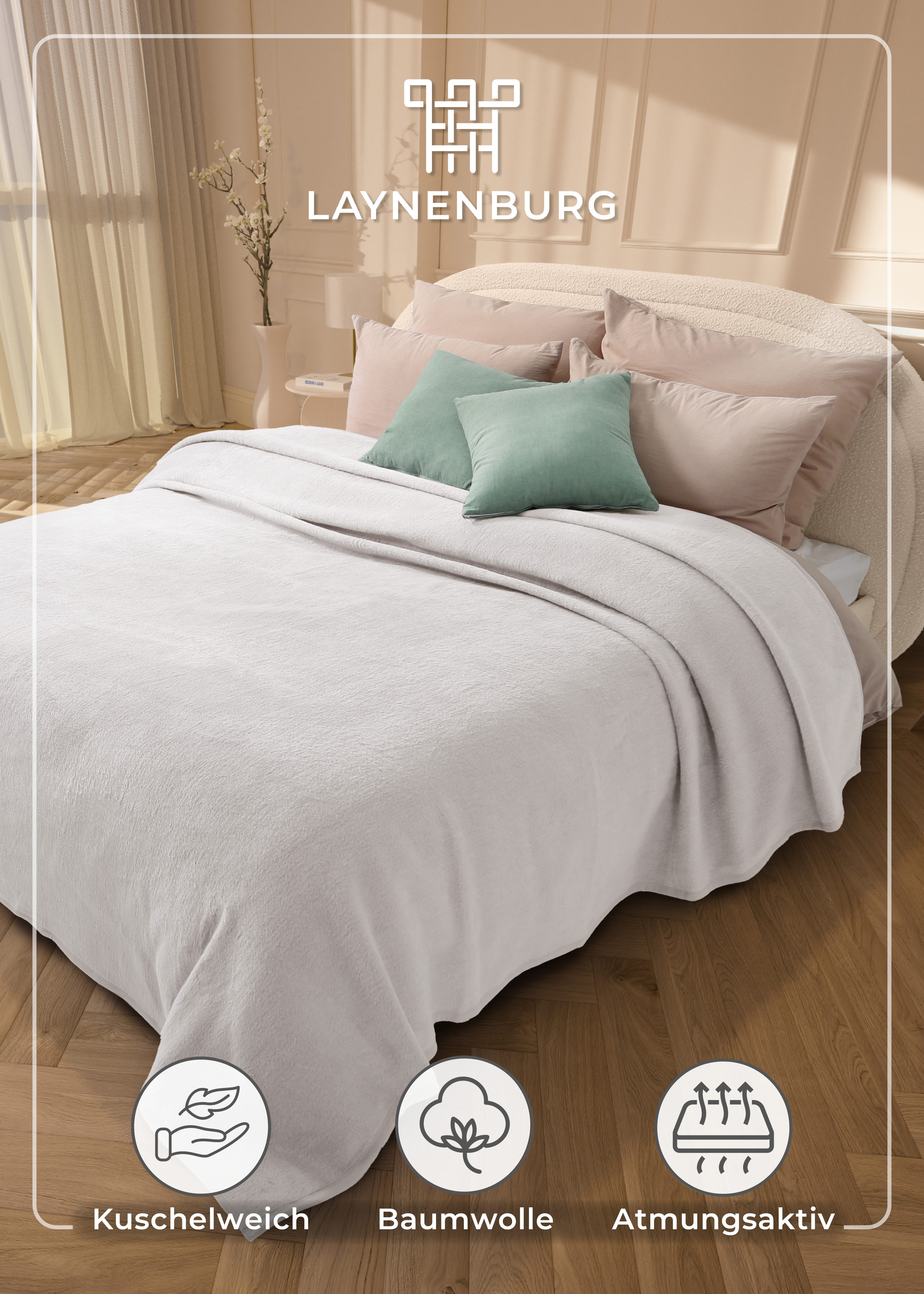 Wohndecke Wohndecke aus Baumwolle - Kuscheldecke, Baumwolldecke -, Laynenburg, Decke als Sofa-decke, Couchdecke, Wolldecke aus Baumwollmix – Bild 2 von 5