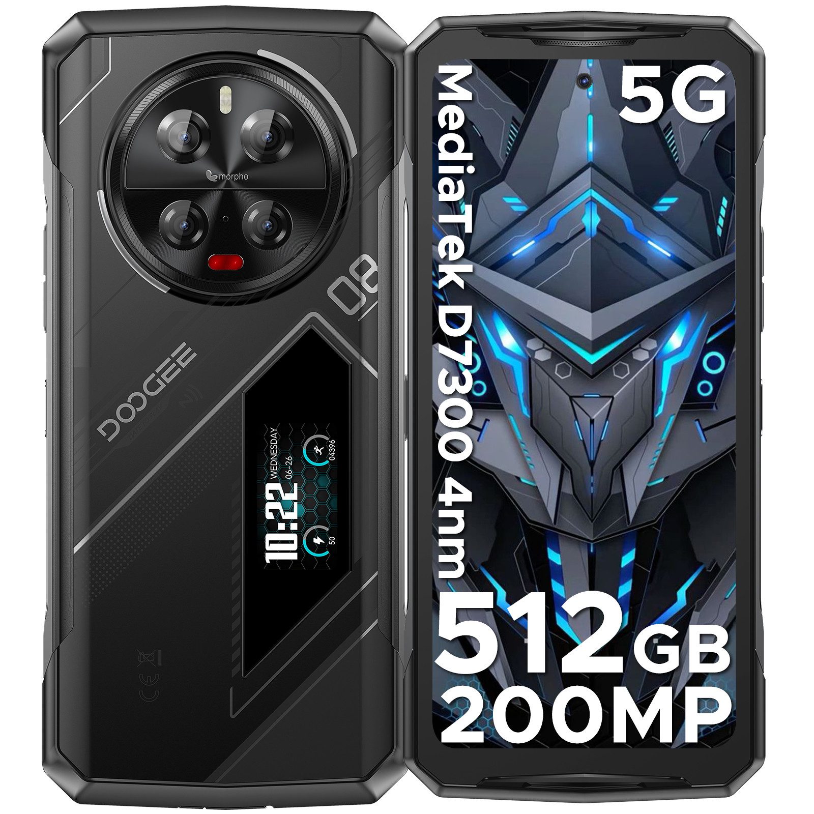 DOOGEE V40 Pro Smartphone (6,78 cm/6.78 Zoll, 512 GB Speicherplatz, 200 MP Kamera, 5G handy mit 1.47" Rear Screen, AI Kamera 200MP, 36GB+512GB DDR5)