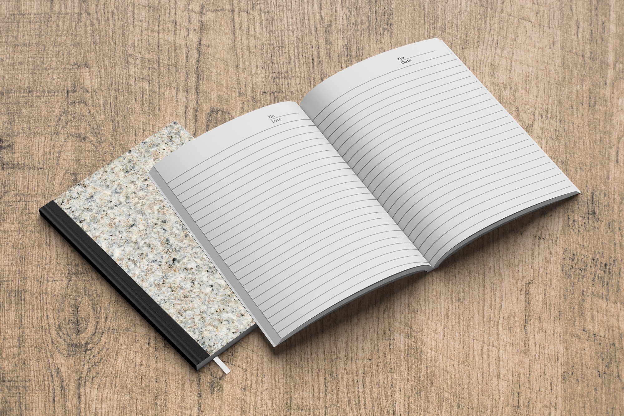 MuchoWow Notizbuch Granit - Weiß Notizheft, Journal, Haushaltsbuch - Tagebuch, Grau A5, - Seiten, Textur, Stein Merkzettel, 98 