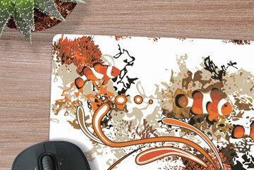 MuchoWow Gaming Mauspad Öffentlich - Fisch - Koralle - Muster (1-St), Mousepad mit Rutschfester Unterseite, Gaming, 40x40 cm, XXL, Großes