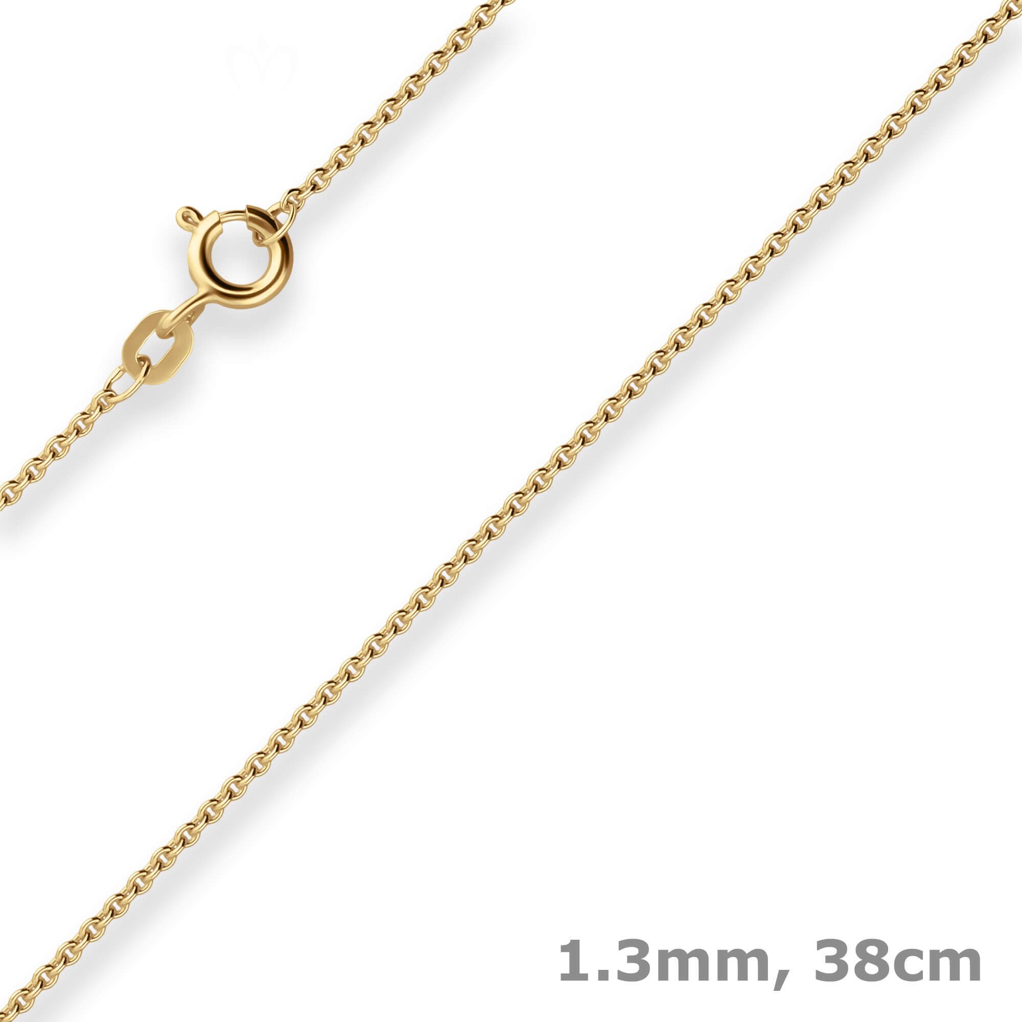 Goldkette 1,3mm Rund-Ankerkette aus 333 Gelbgold 38cm