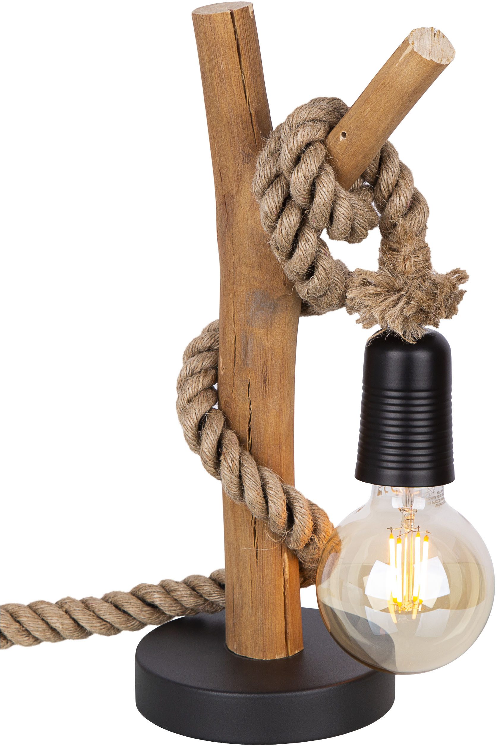 NOWA Tischleuchte NERIDA, ohne Leuchtmittel, Tischlampe/Holz/Hanf/naturgewa günstig online kaufen