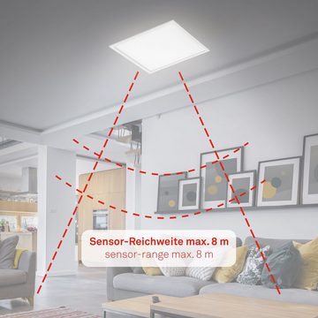 TRANGO LED Deckenleuchte, 3088-06 LED Deckenleuchte inkl. Bewegungsmelder & Tageslichtsensor in Eckig *BOE* inkl. 25 Watt - 2400 Lumen – 4000K Neutralweiß – Sensor Badleuchte 45x45cm, Sensor Wandleuchte, LED Panel