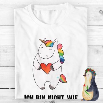 Mr. & Mrs. Panda T-Shirt Einhorn Herz - Weiß - Geschenk, Tshirt, T-Shirt mit Spruch, Junggesel (1-tlg)