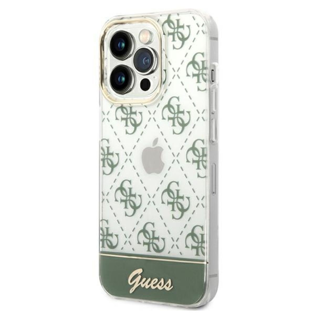 Guess Handyhülle Guess 4G Pattern Script Collection Hardcase Hülle Cover für Apple iPhone 14 Pro Max Khaki