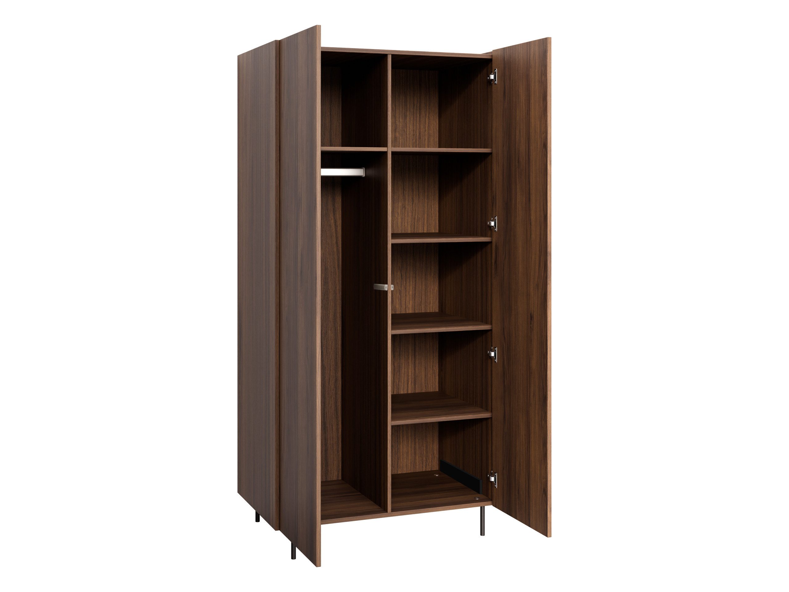 MIRJAN24 Kleiderschrank Tewos SZ90 (mit zwei Drehtüren) Kleiderstange, Schwarze Metallfüße – Bild 3 von 5
