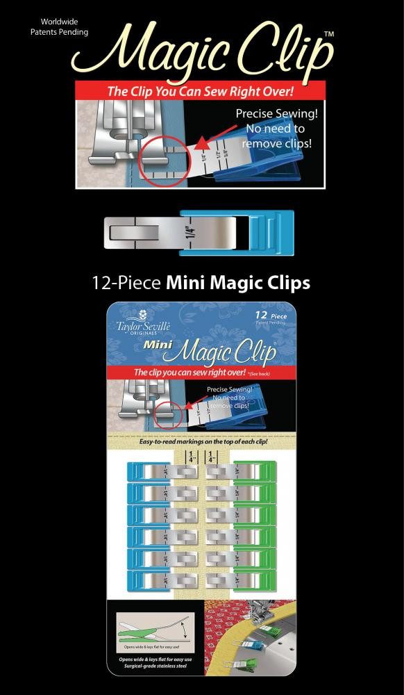 Taylor Seville Stoffklammern - Magic Clips Mini (12er Pack) übernähbar, (Packung, Stoffklammern)