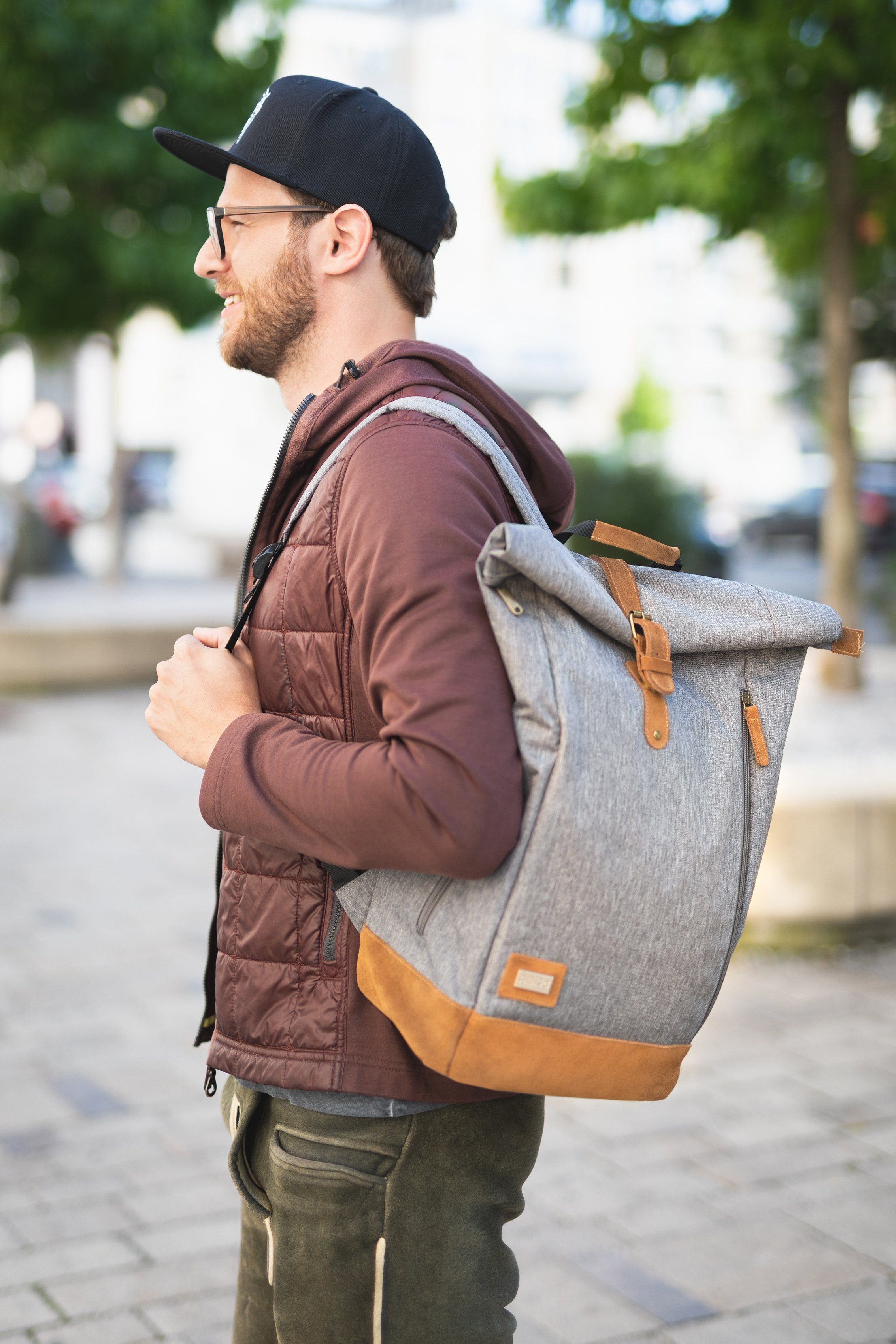 grau Wickelrucksack Fillikid melange, Berlin, inkl. Wickelauflage