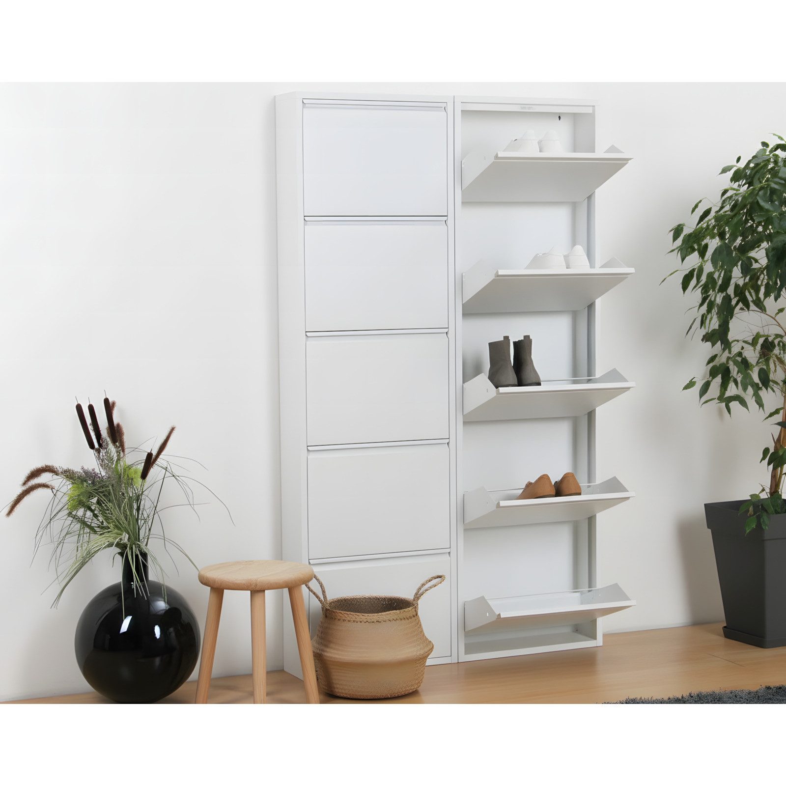 ebuy24 Schuhschrank Pisa Schuhschrank mit 10 Klappen/ Türen in Metall