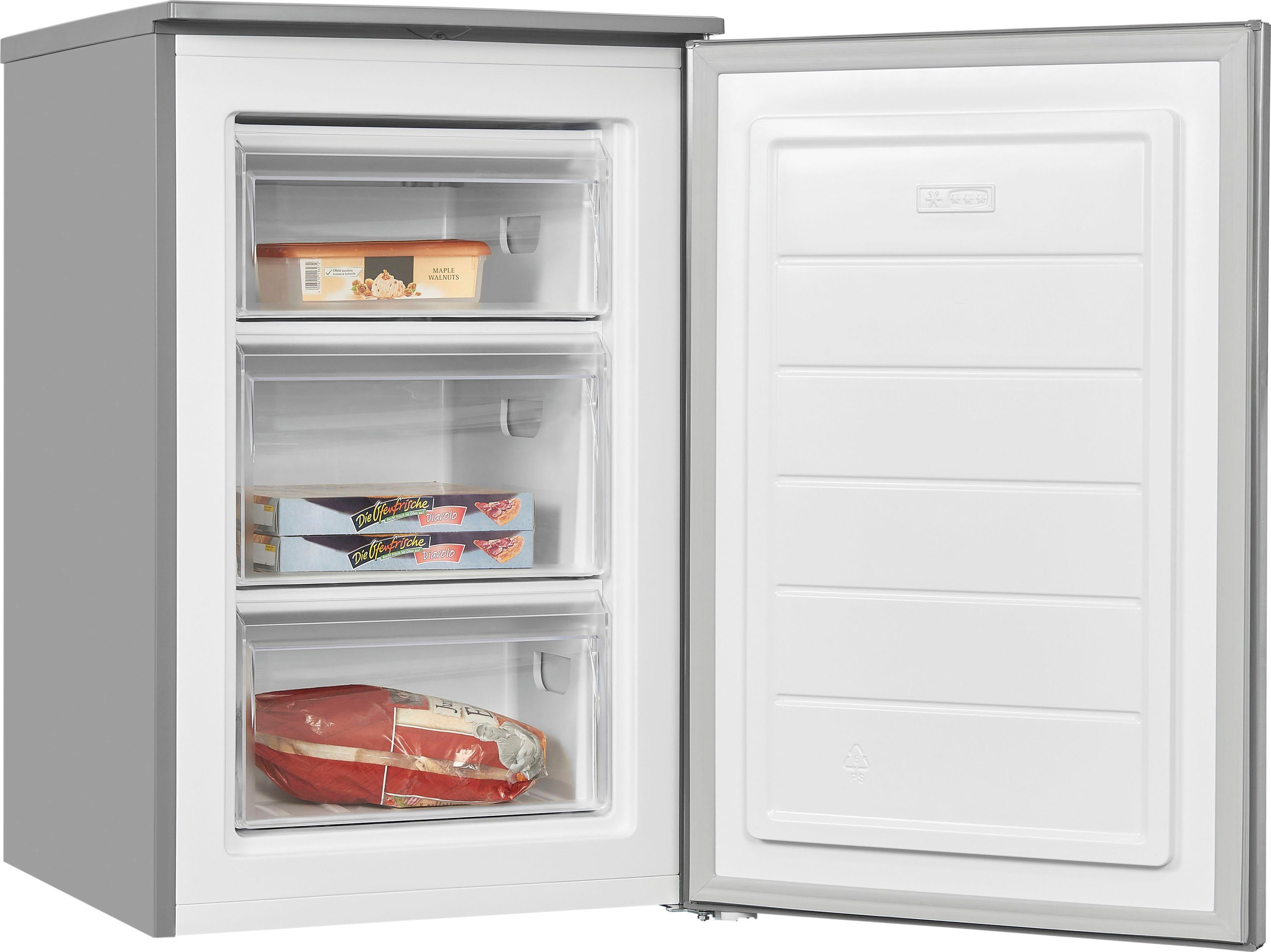 exquisit Gefrierschrank GS81-040C inoxlook, 85,5 cm hoch, 54,5 cm breit, energiesparend in Energieeffizienz C, 87 Liter Nutzinhalt, 4 Sterne