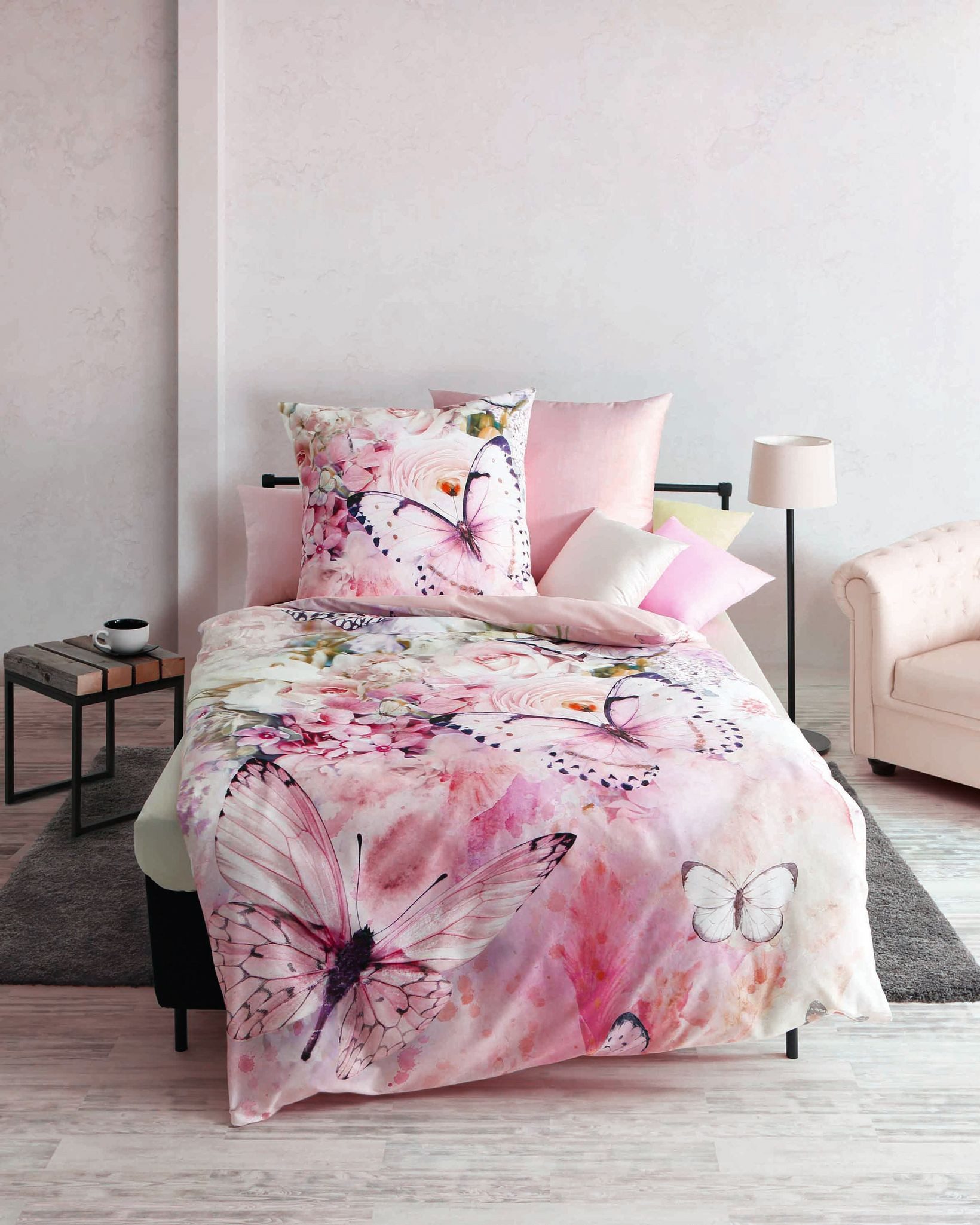 JACK Wendebettwäsche 135x200cm Butterfly Dreams Rosé, günstig online kaufen