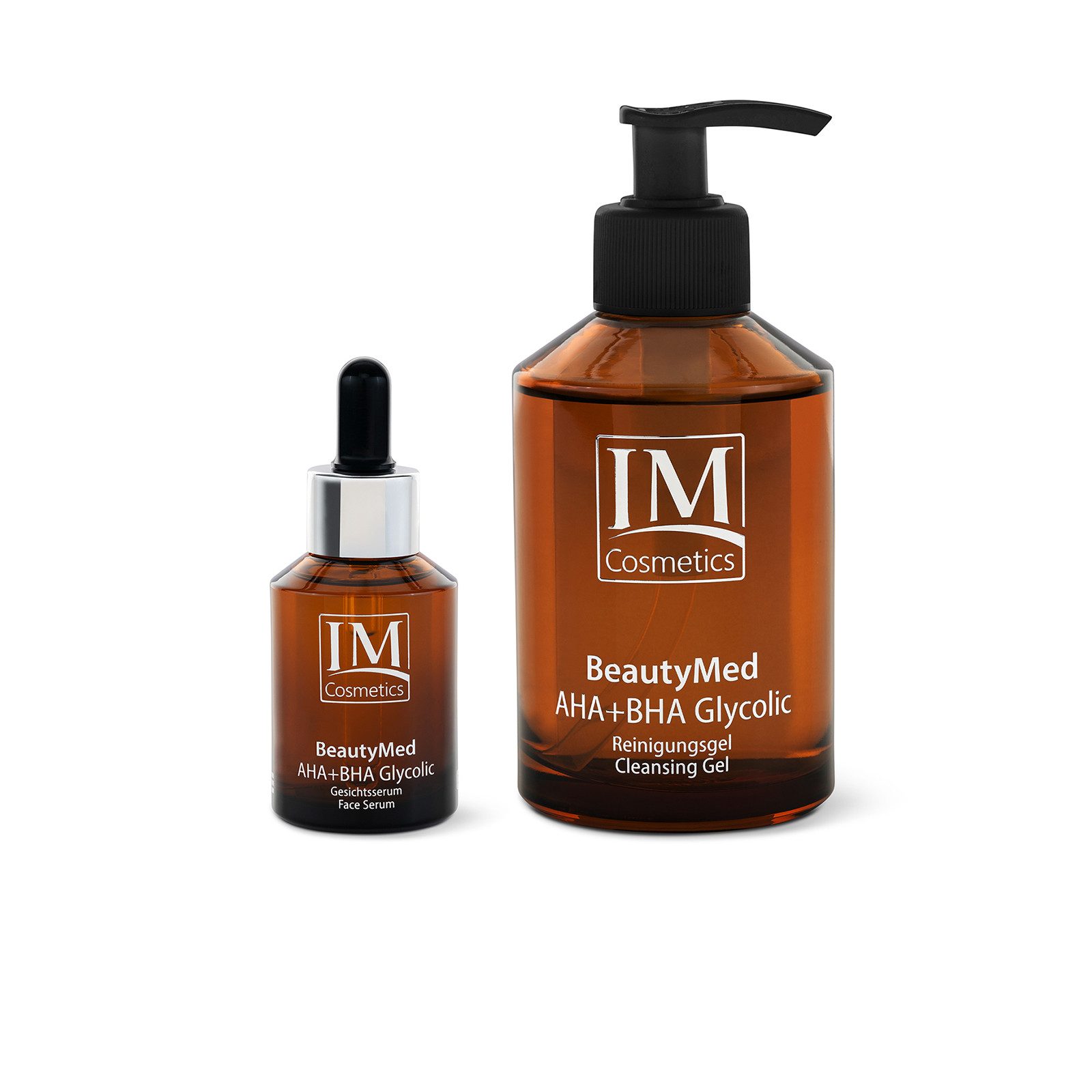 Genius Gesichtsserum & Reinigungsgel IM Cosmetics BeautyMed AHA + BHA Glycolic Deluxe Set 2-tlg., mit Salicylsäure gegen Pickel, Mitesser & unreine Haut