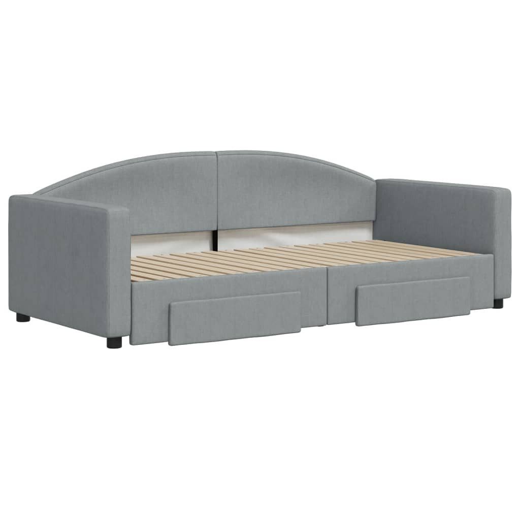 vidaXL Bett Tagesbett Ausziehbar mit Schubladen Hellgrau 90x190 cm Stoff günstig online kaufen