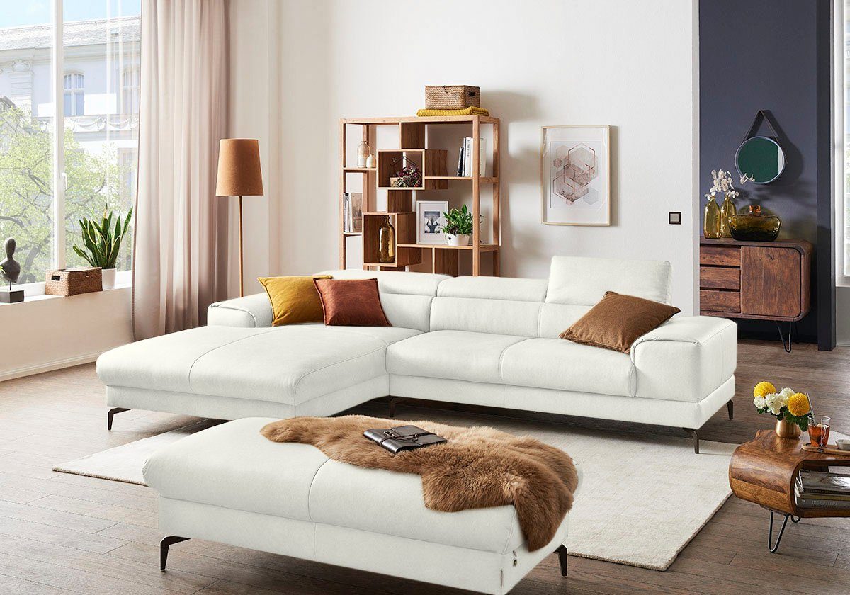 W.SCHILLIG Ecksofa Piedroo, Designsofa mit tollem Sitzkomfort, elegant und bequem, L-Form, Kopfteilverstellung, wahlweise mit Sitztiefenverstellung, Breite 303cm