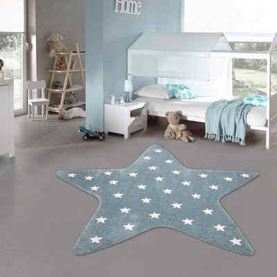 Teppich Kinder Spielteppich Stern in Türkis mit Sternenmuster, Teppich-Traum, sternenförmig, Höhe: 13 mm