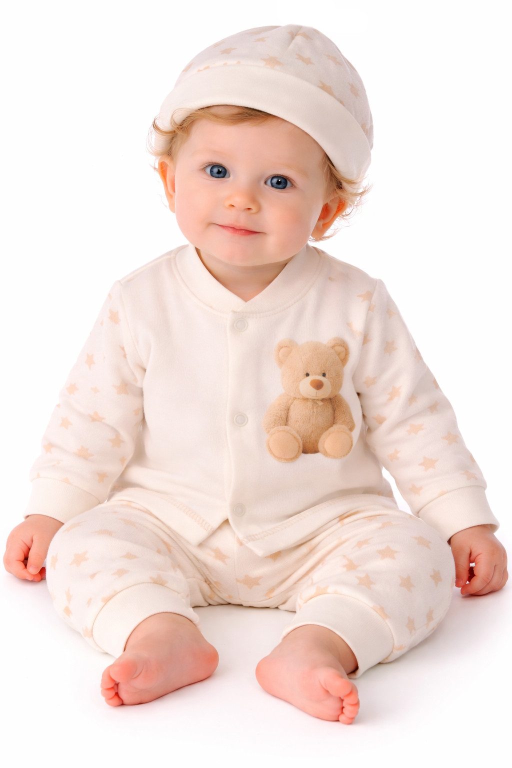 La Bortini Anzug 3-teilig Baby Set Hemdchen Mitwachshose Mütze für Neugeborene unisex (Garnitur für Neugeborene Jungen und Mädchen, Shirt Hose Mützchen Kombi 3-teilig)