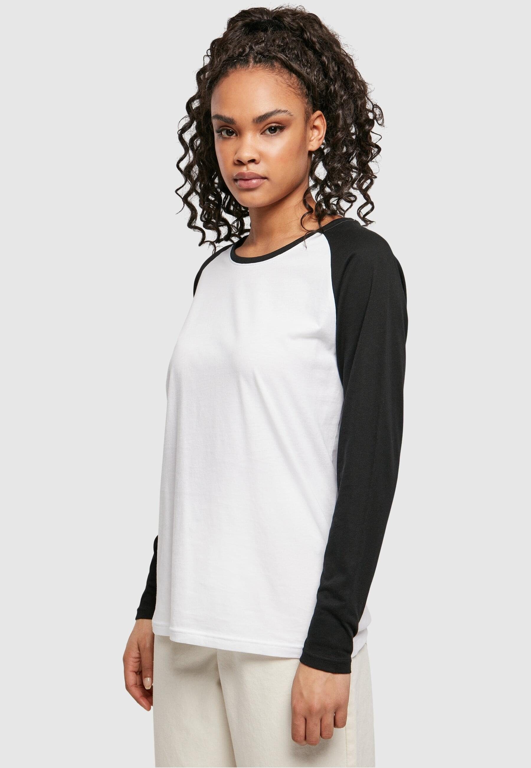 URBAN CLASSICS Longsleeve Ladies white/black Langarmshirt Raglan Contrast (1-tlg) Damen