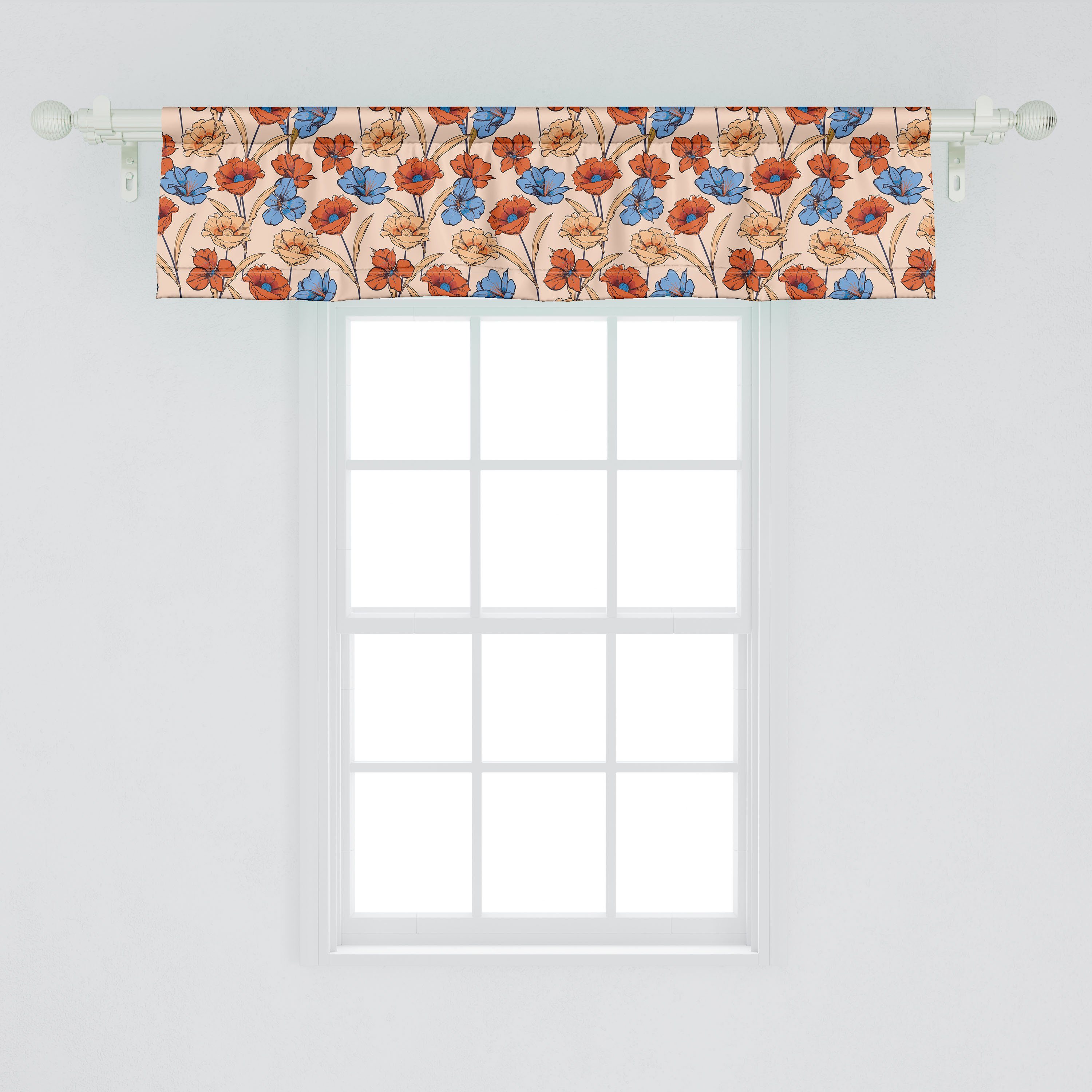 Abakuhaus, Abstrakt Blooming Schlafzimmer Microfaser, Farben Dekor Garten Vorhang Stangentasche, mit Volant für Scheibengardine Küche