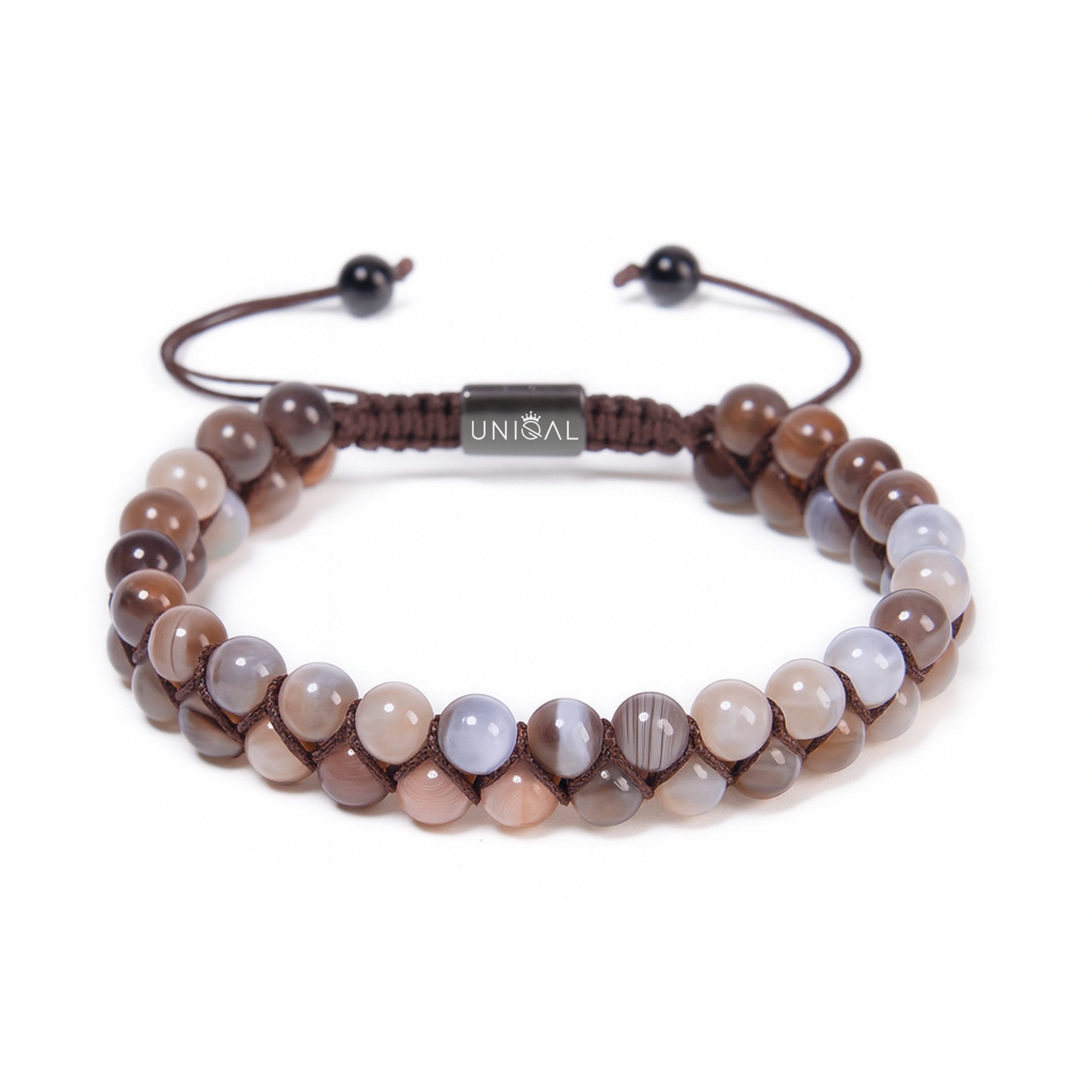 UNIQAL.de Perlenarmband aus Naturstein – zweireihig, 6 mm, Unisex (Edelstah günstig online kaufen