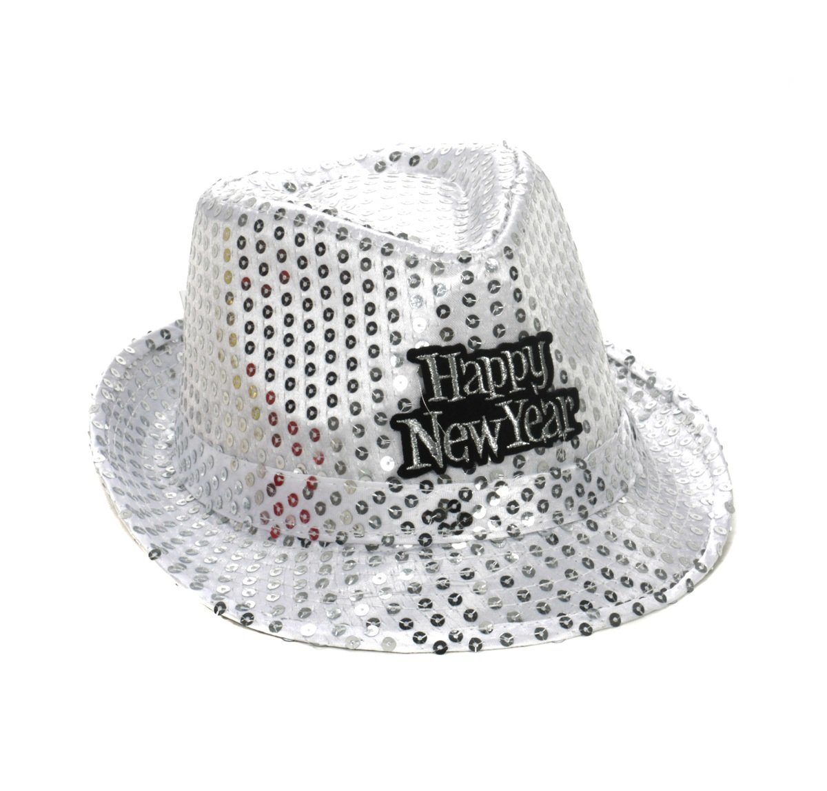 Bubble-Store Cowboyhut Party-Hut für Silvester für Frauen und Männer (Hut für Frauen und Männer) mit glitzernden Pailletten und Happy New Year-Logo, Hutgröße 58
