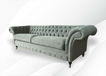 JVmoebel Chesterfield-Sofa Grauer Chesterfield Viersitzer Luxus Design Couch Polster Neu, Made in Europe