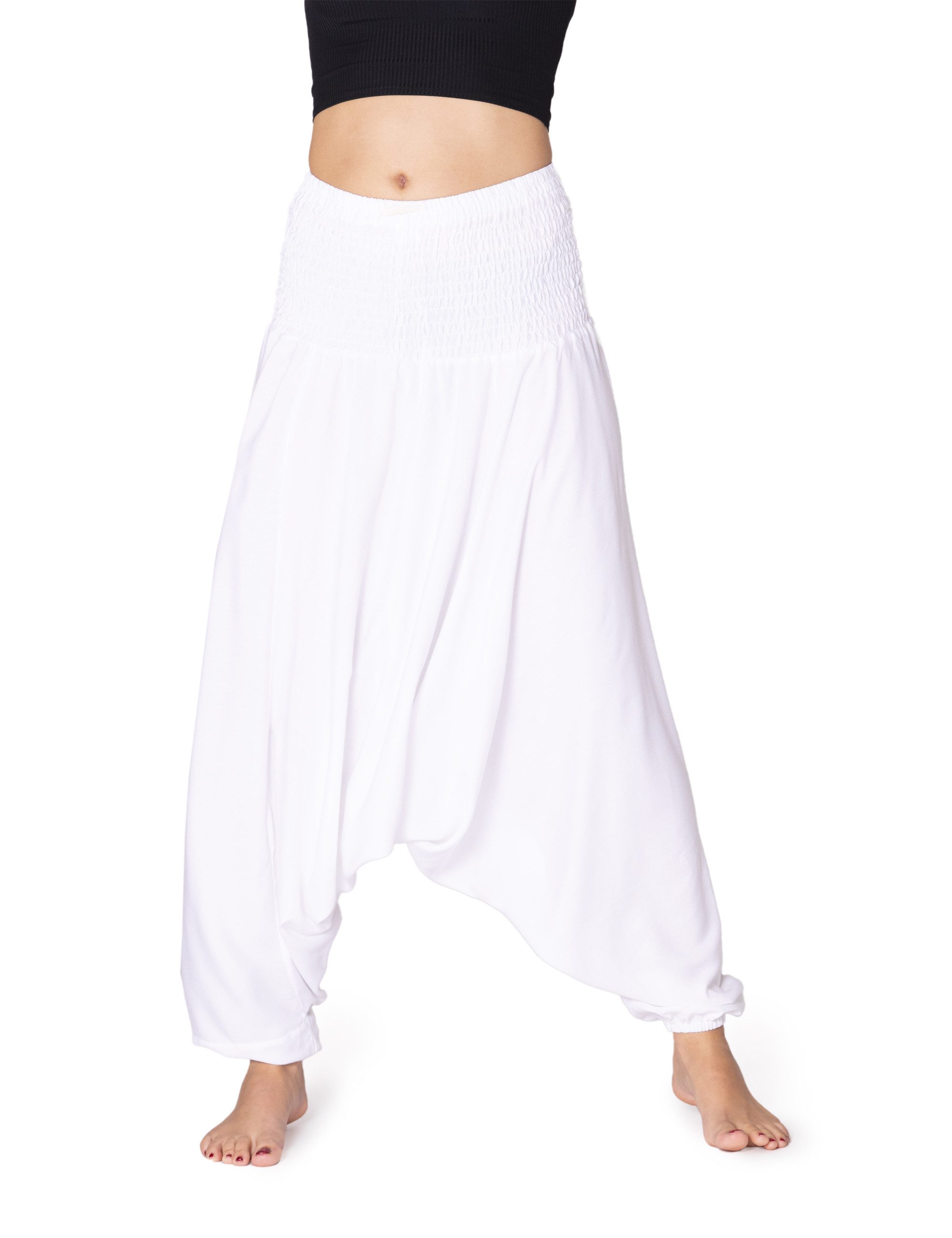 PANASIAM Pumphose Aladinhose einfarbig Haremshose aus 100% natürlicher Viskose Pumphose für Damen bequeme Freizeithose Pluderhose
