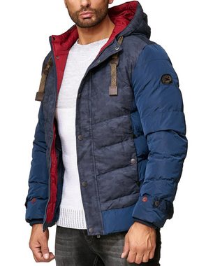 Reslad Winterjacke Herren Jacke Winter-Jacke Camouflage-Look mit Kapuze Männer-Jacke mit warme gesteppte Jacke mit Kapuze