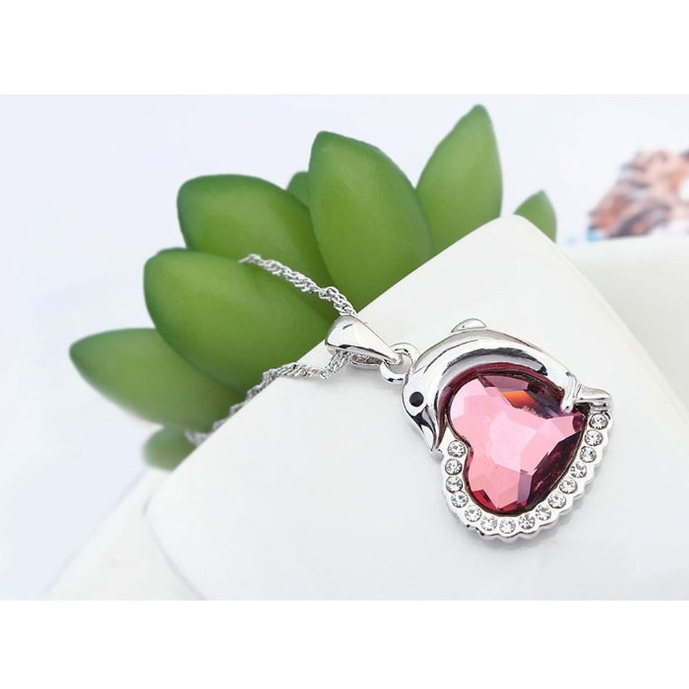 BUNGSA Ketten-Set Kette Dolphin Love Silber aus Messing Damen (1-tlg), Halskette Necklace