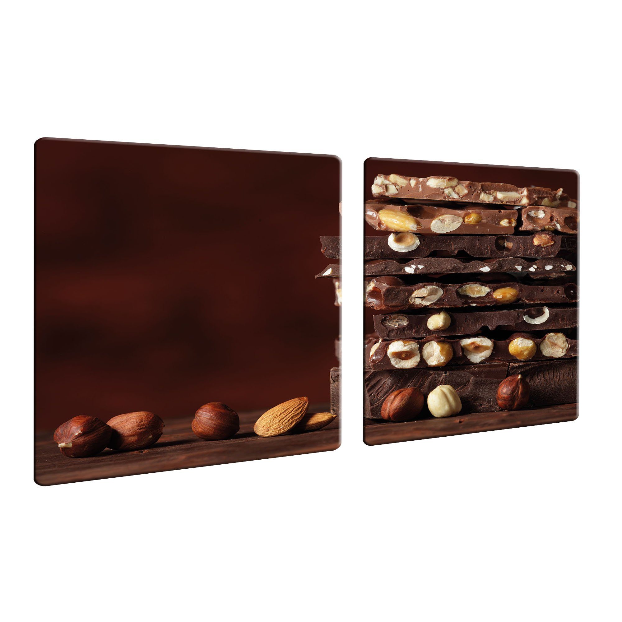 Decorwelt Herd-Abdeckplatte Ceranfeldabdeckung 80x52 2-teilig Schokolade Nüsse