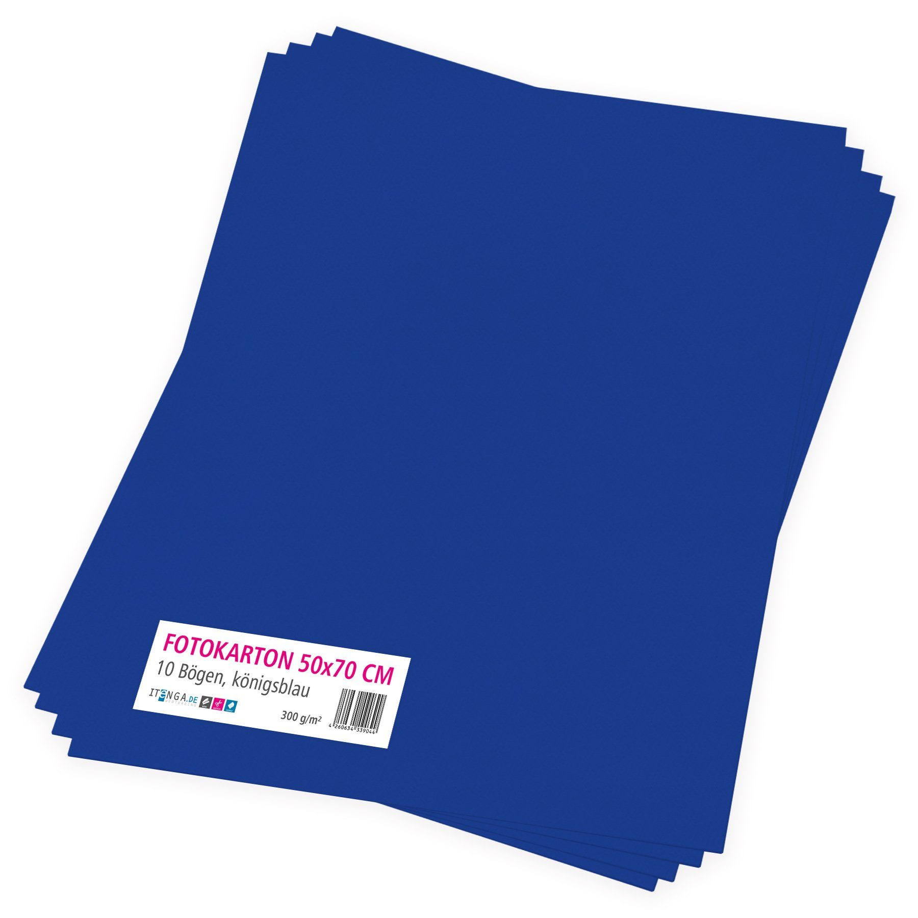 itenga itenga Bastelkartonpapier - 50x70cm 300g/m² Fotokarton königsblau 10