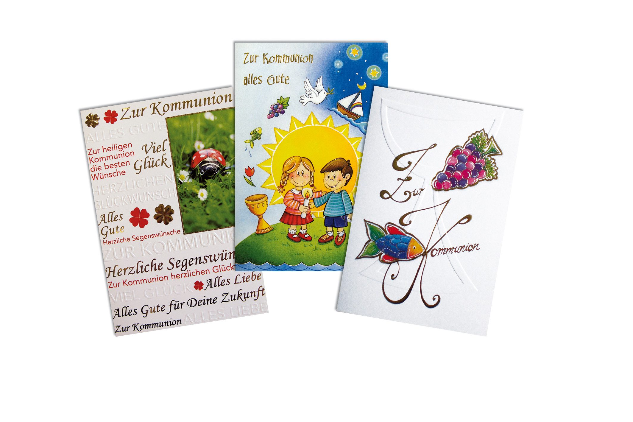 BSB Grußkarten Kommunion - Mehrfachpackung - 3 Karten – 3 Umschläge – im Format
