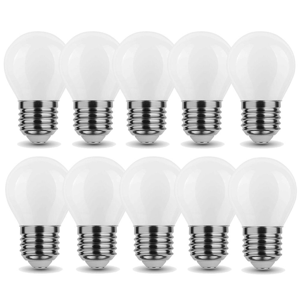 V-TAC LED-Leuchtmittel 4W E27 Mini LED Leuchtmittel Birne Kugel Globe G45 Milchglas, 10 St., Neutralweiß, set
