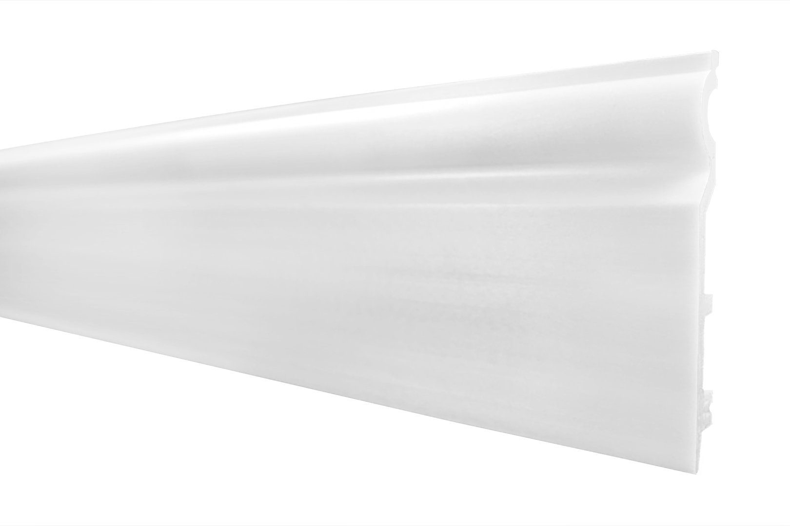 marbet design Sockelleiste, weiß HDPS Kunststoff - 2 Meter Fußleisten Profil Fußbodenleisten Abschlussleisten Boden Leisten Kabelkanal (HF- 2 120x15 mm, Musterstück)