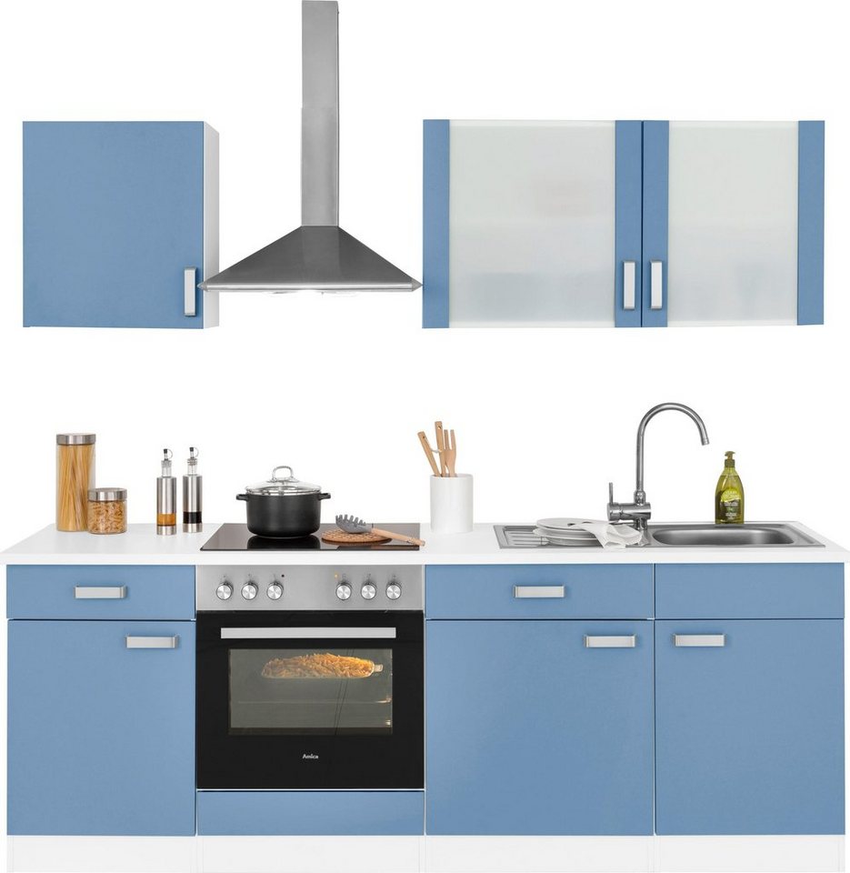 wiho Küchen Küchenzeile Husum, mit E-Geräten, Breite 220 cm, Wahlweise mit  Aufbauservice