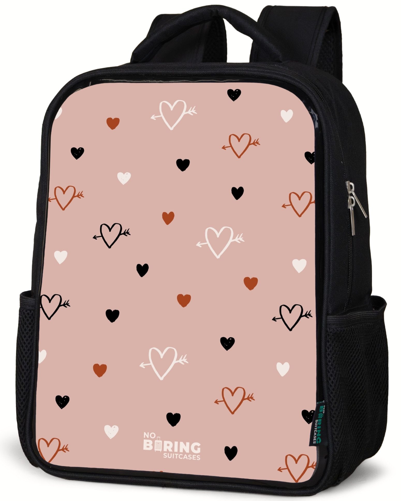 Herzen mit Pfeilen in Schwarz, Weiß und Rosa